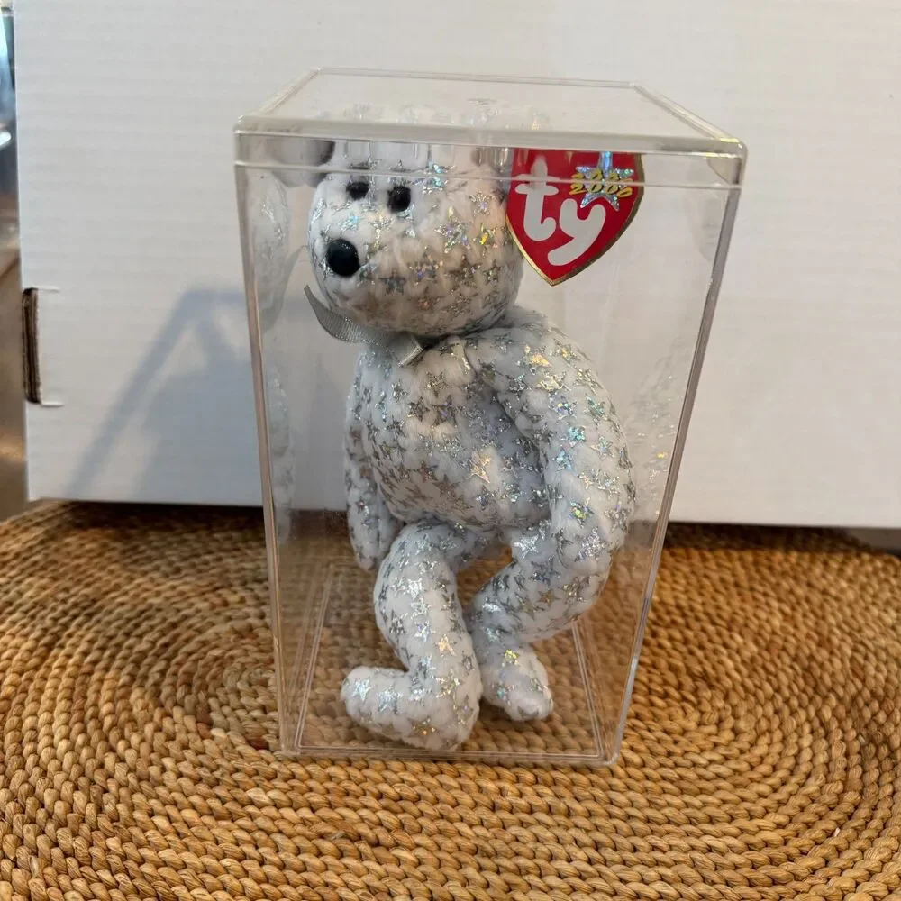 Ty Beanie Baby The Beginning Bear 2000 MWMT w/ Hard Display Case